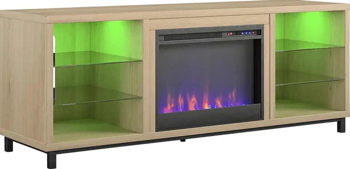 Tabbert Brown 64 in. Console with Electric Fireplace