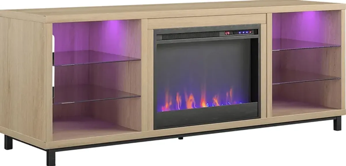 Tabbert Brown 64 in. Console with Electric Fireplace