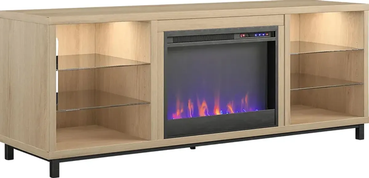 Tabbert Brown 64 in. Console with Electric Fireplace