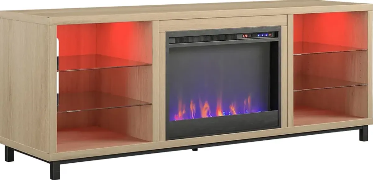 Tabbert Brown 64 in. Console with Electric Fireplace