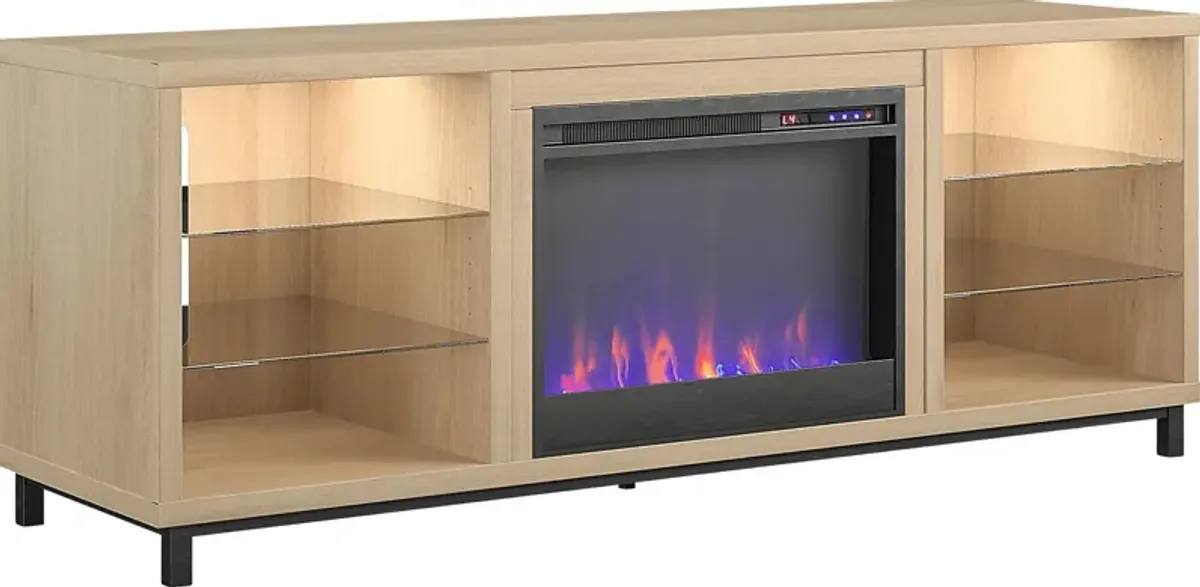 Tabbert Brown 64 in. Console with Electric Fireplace