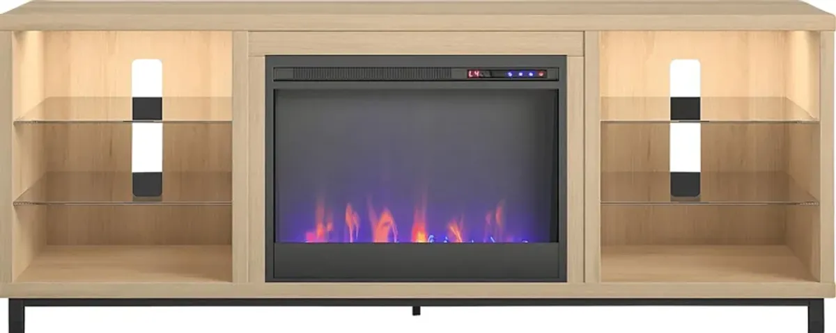 Tabbert Brown 64 in. Console with Electric Fireplace