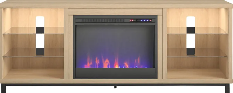 Tabbert Brown 64 in. Console with Electric Fireplace