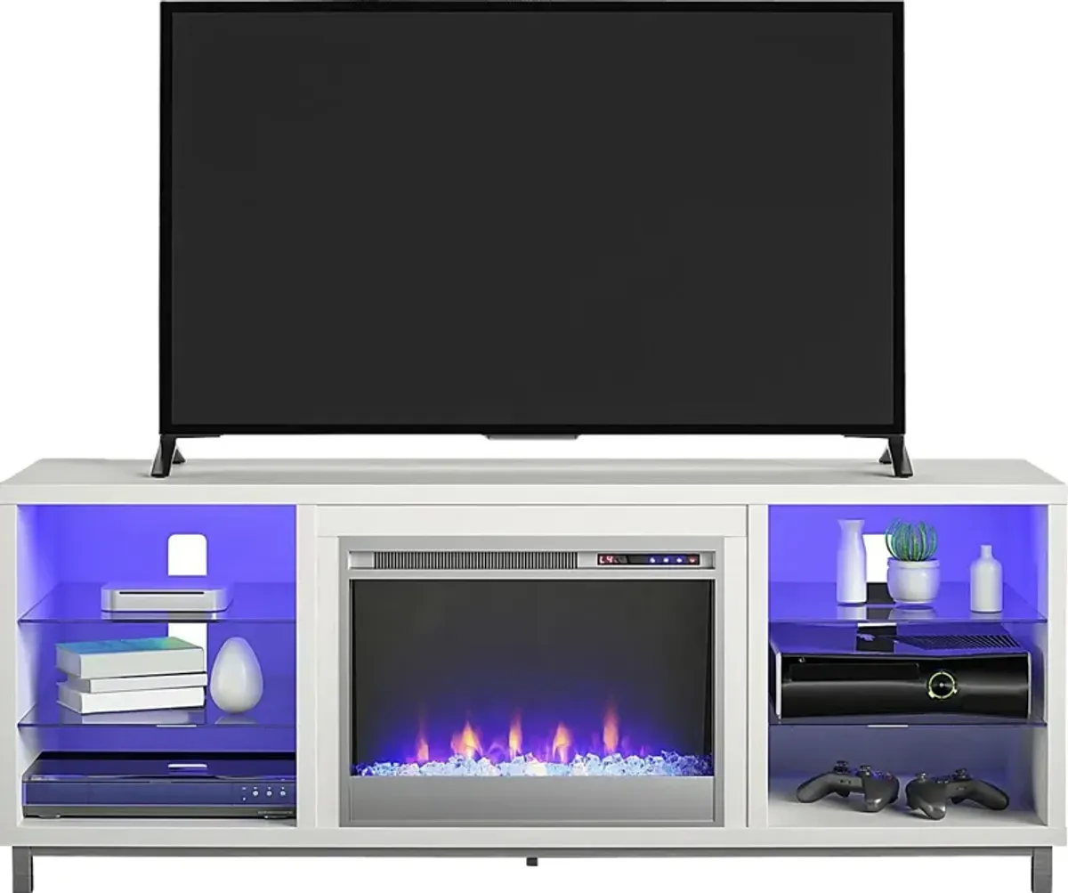 Tabbert White 64 in. Console with Electric Fireplace