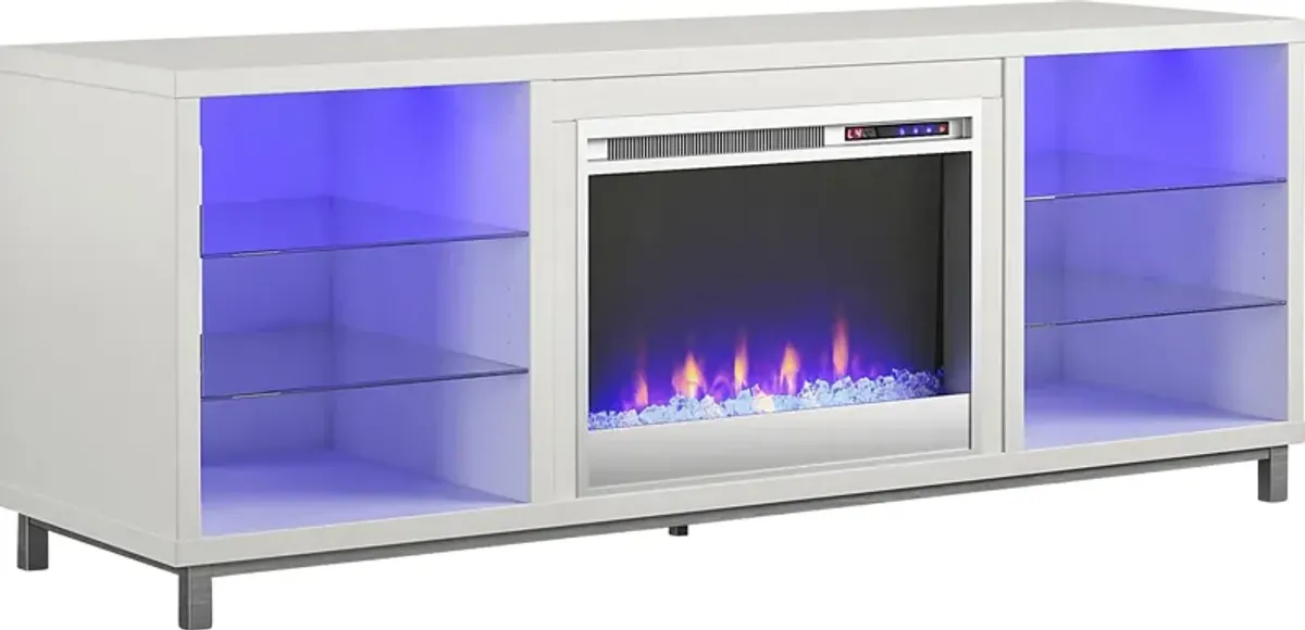 Tabbert White 64 in. Console with Electric Fireplace