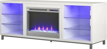 Tabbert White 64 in. Console with Electric Fireplace