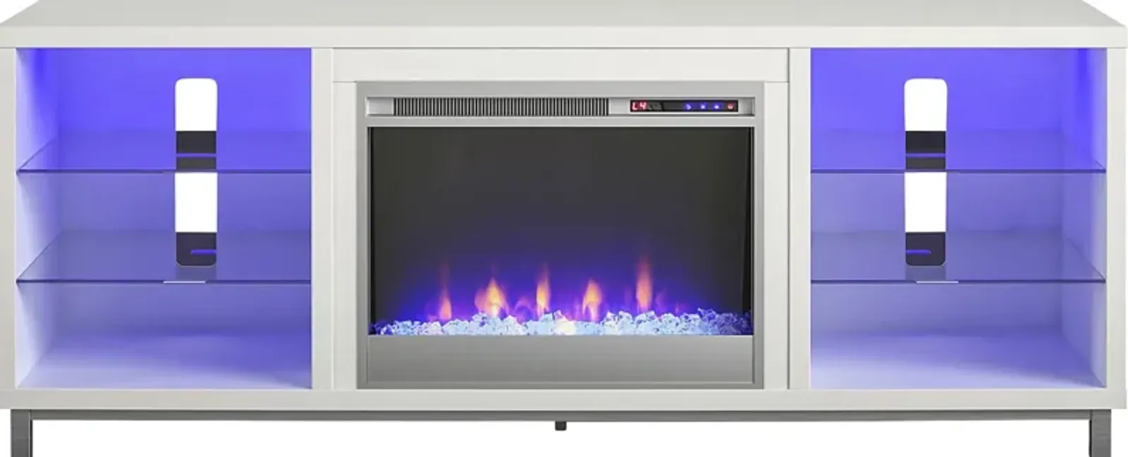 Tabbert White 64 in. Console with Electric Fireplace