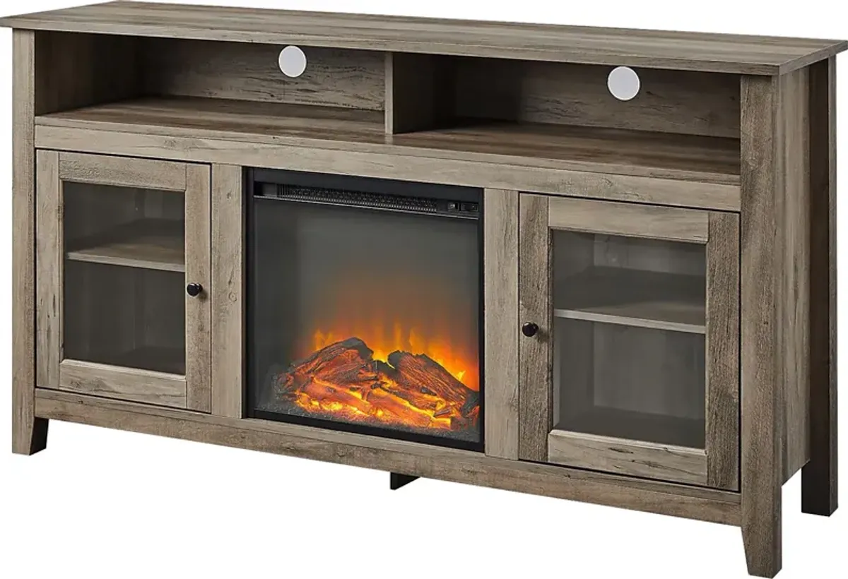 Winfield Trace Gray 58 in. Console, With Electric Fireplace