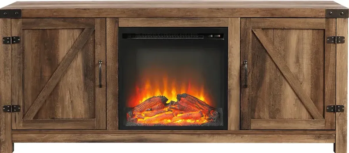 Gloxina Oak 58 in. Console, With Electric Fireplace