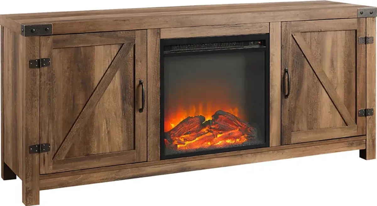 Gloxina Oak 58 in. Console, With Electric Fireplace