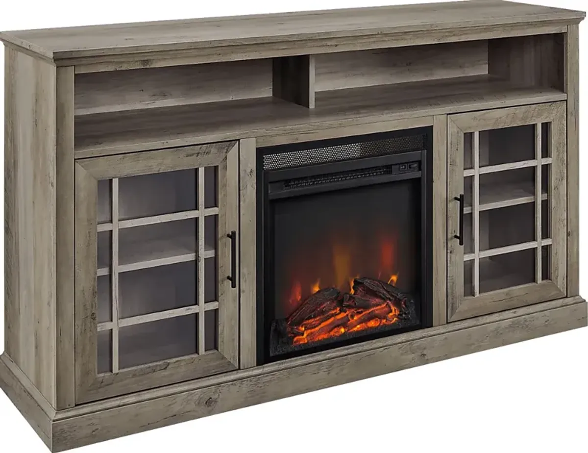 Cannongate Gray 58 in. Console, With Electric Fireplace