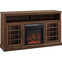 Cannongate Walnut 58 in. Console, With Electric Fireplace