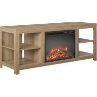 Burkhard Oak 59 in. Console with Electric Fireplace