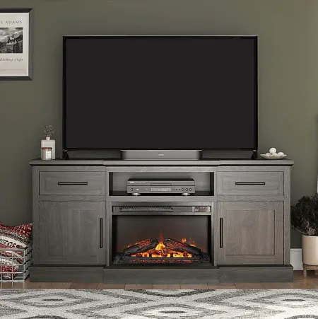 Childeric Espresso 58 in. Console with Electric Fireplace