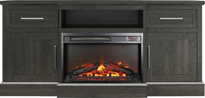 Childeric Espresso 58 in. Console with Electric Fireplace