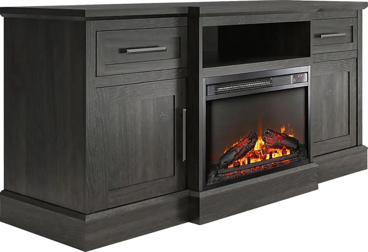 Childeric Espresso 58 in. Console with Electric Fireplace