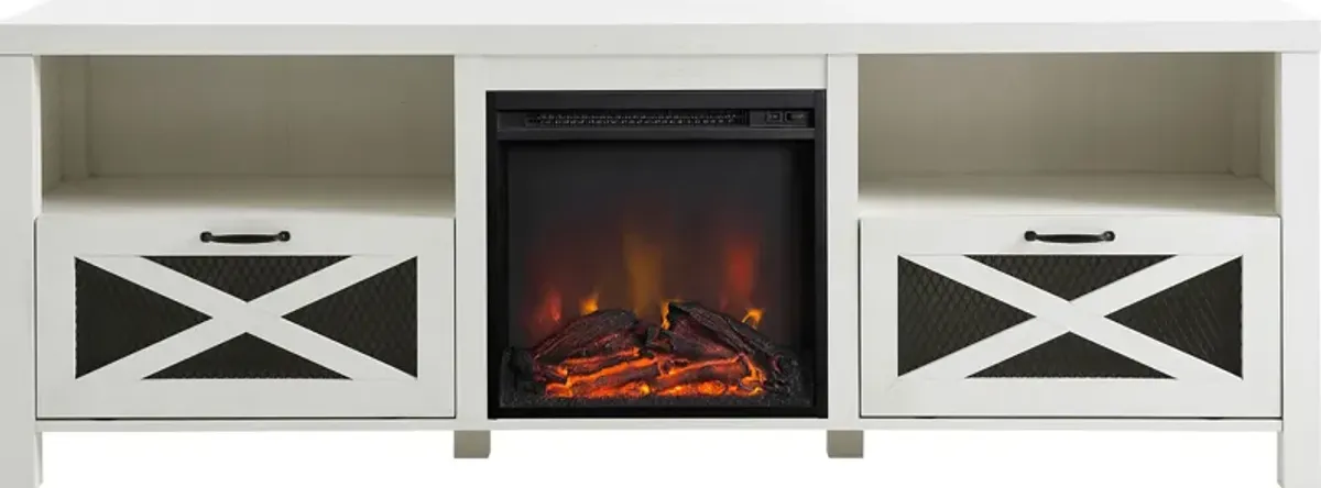 Chromite White 70 in. Console With Electric Fireplace