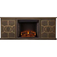 Stagwood II Brown 60 in. Console With Electric Log Fireplace
