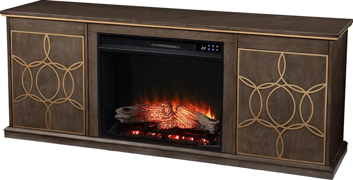 Stagwood IV Brown 60 in. Console With Touch Panel Fireplace