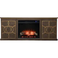 Stagwood IV Brown 60 in. Console With Touch Panel Fireplace