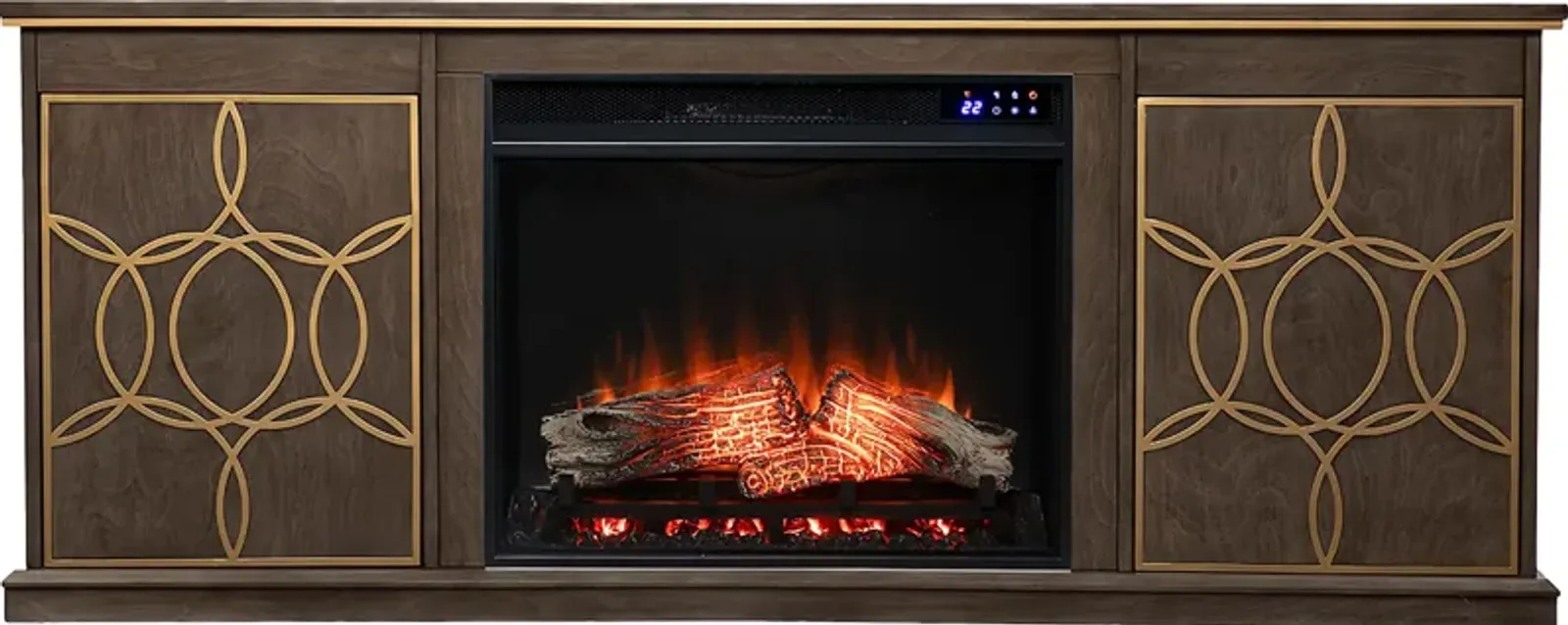 Stagwood IV Brown 60 in. Console With Touch Panel Fireplace