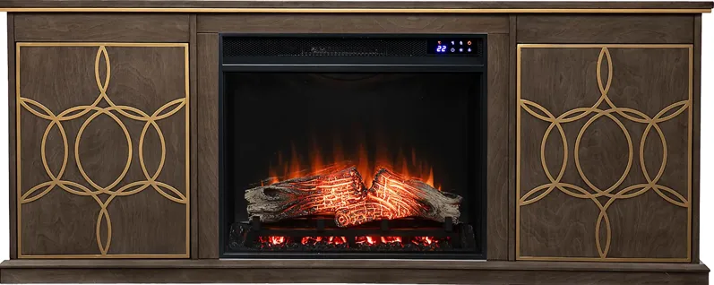Stagwood IV Brown 60 in. Console With Touch Panel Fireplace