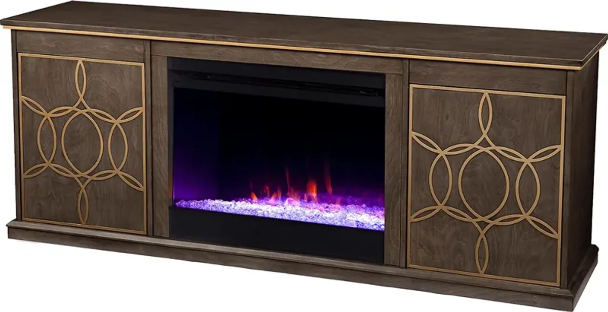 Stagwood I Brown 60 in. Console, With Color Changing Electric Fireplace