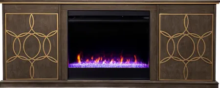 Stagwood I Brown 60 in. Console, With Color Changing Electric Fireplace