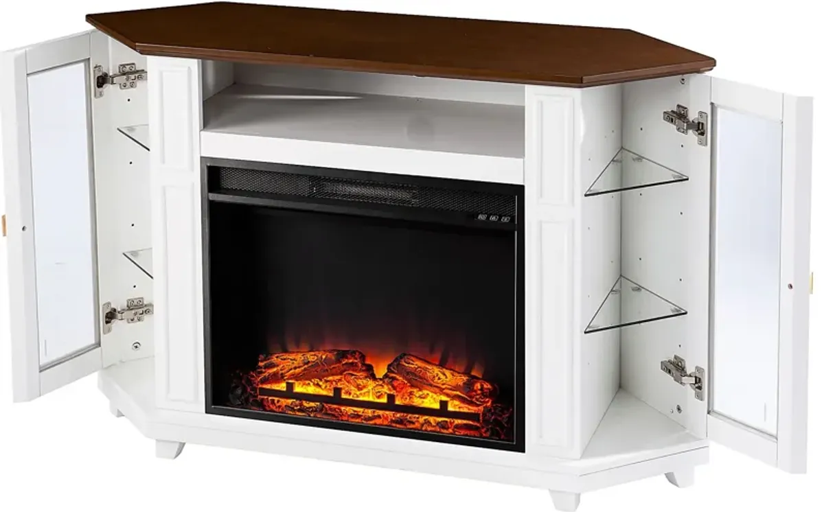 Taliferro V White 47 in. Console with Electric Fireplace