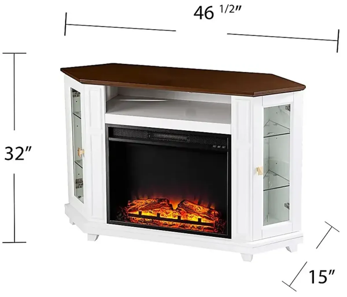 Taliferro V White 47 in. Console with Electric Fireplace