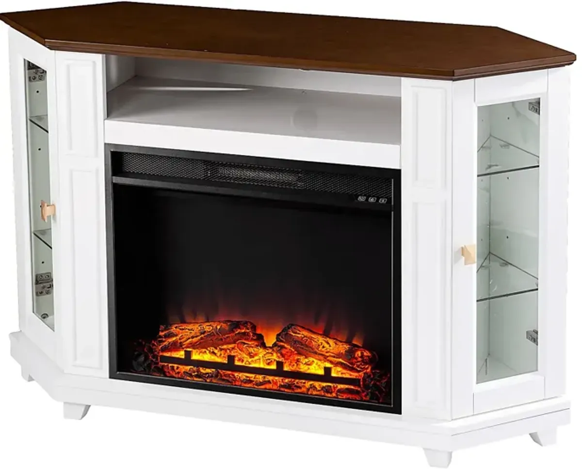 Taliferro V White 47 in. Console with Electric Fireplace