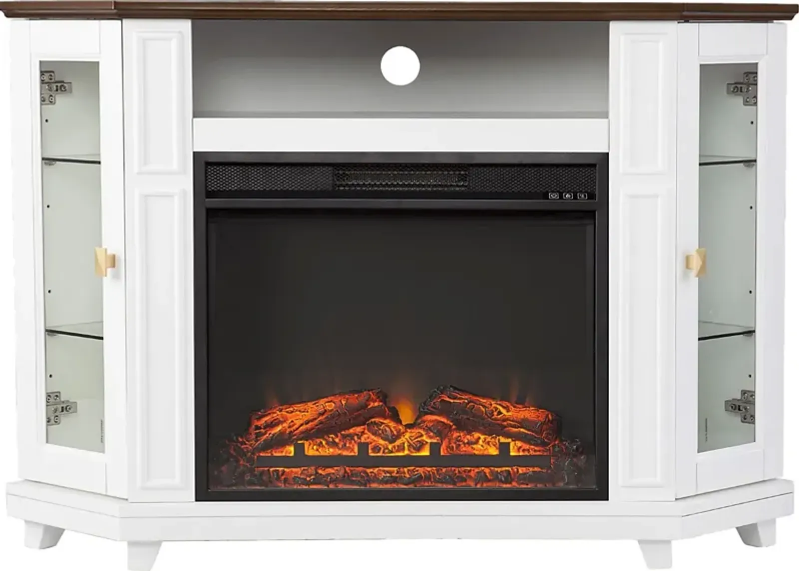 Taliferro V White 47 in. Console with Electric Fireplace