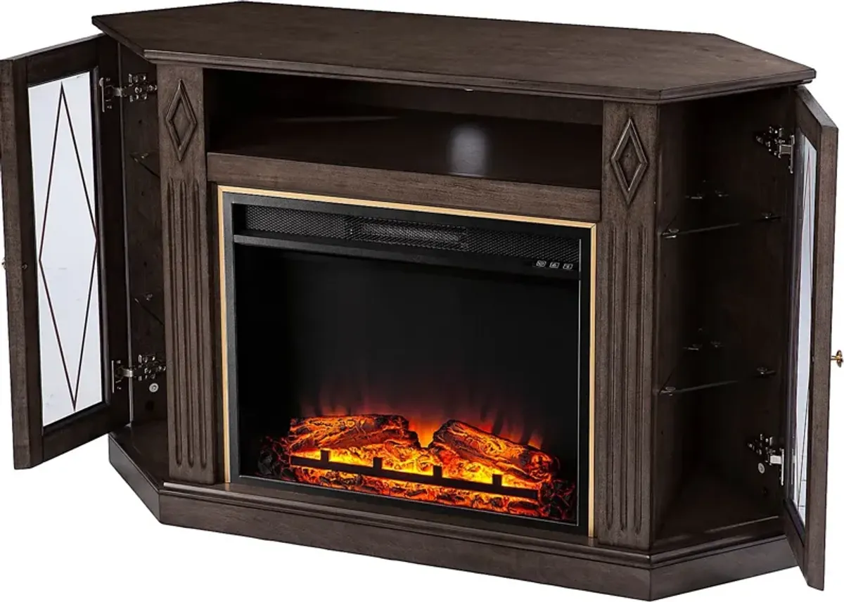 Brockdell V Brown 48 in. Console with Electric Fireplace