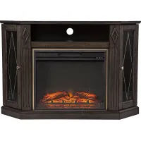 Brockdell V Brown 48 in. Console with Electric Fireplace
