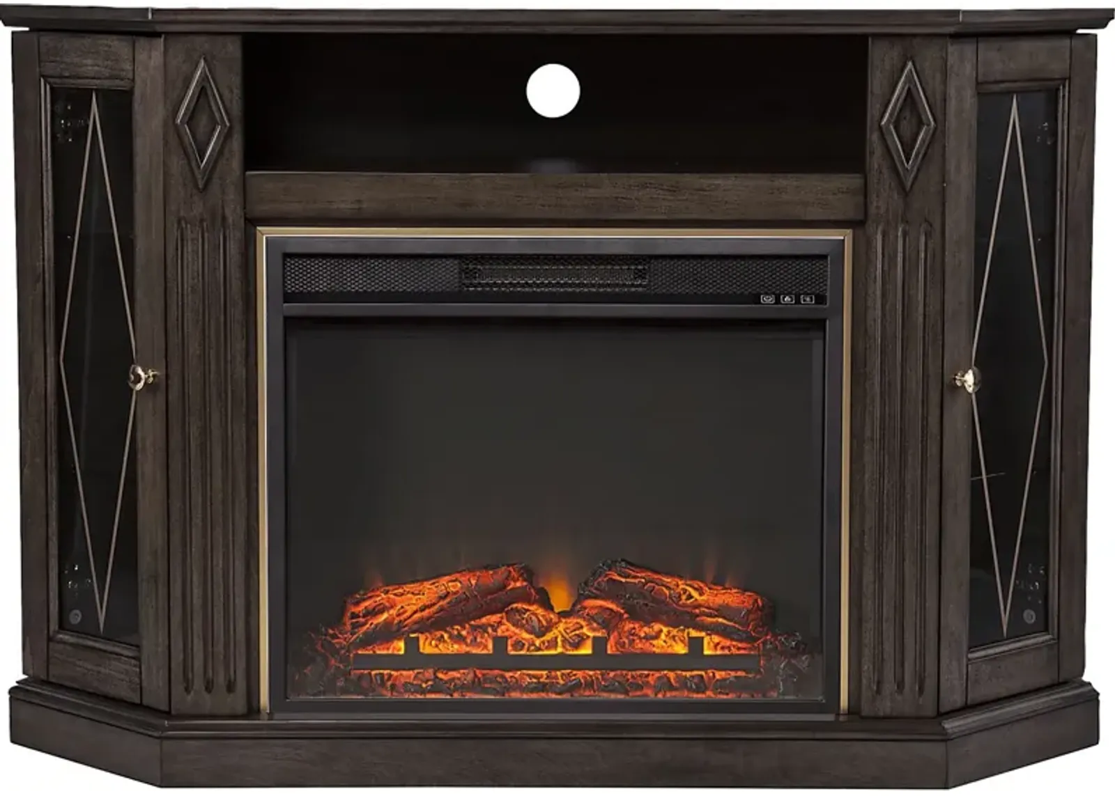 Brockdell V Brown 48 in. Console with Electric Fireplace