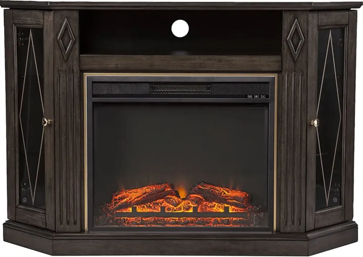 Brockdell V Brown 48 in. Console with Electric Fireplace