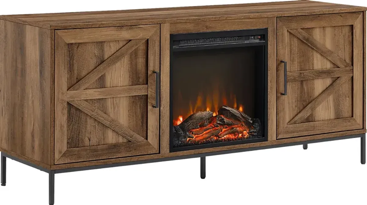 Sylvanfield Dark Oak 58 in. Console, With Electric Fireplace