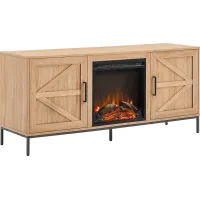 Sylvanfield Light Oak 58 in. Console, With Electric Fireplace