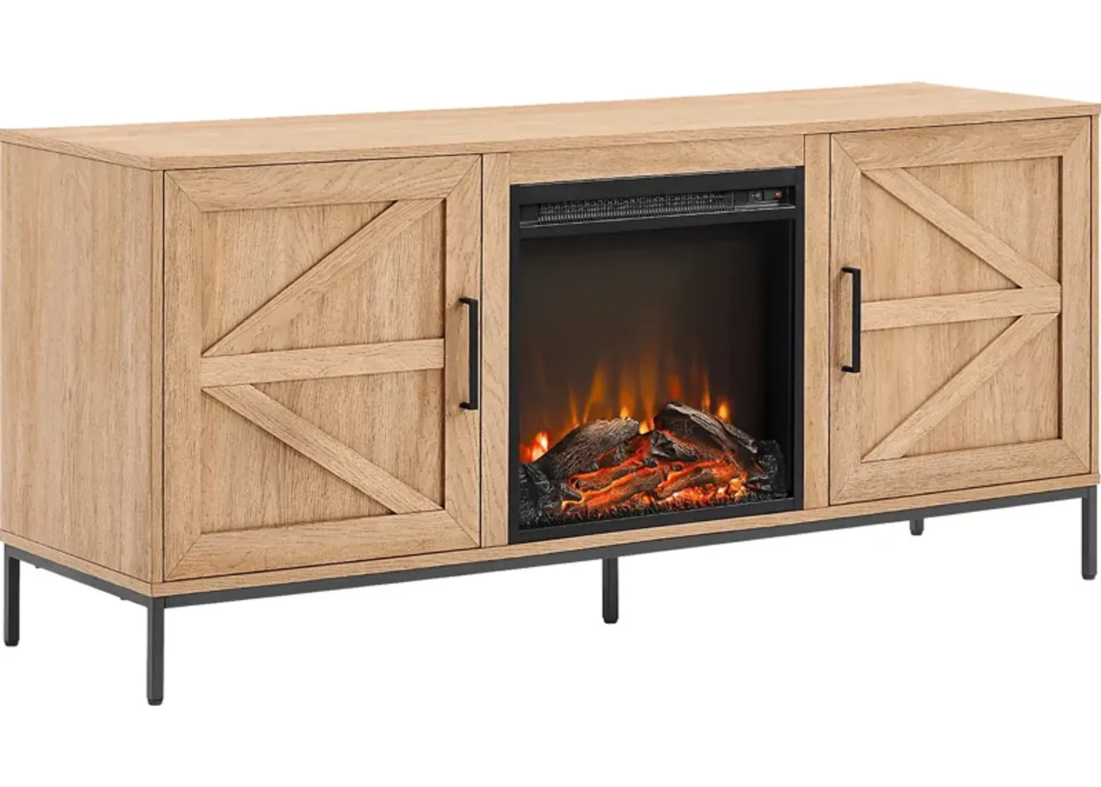 Sylvanfield Light Oak 58 in. Console, With Electric Fireplace