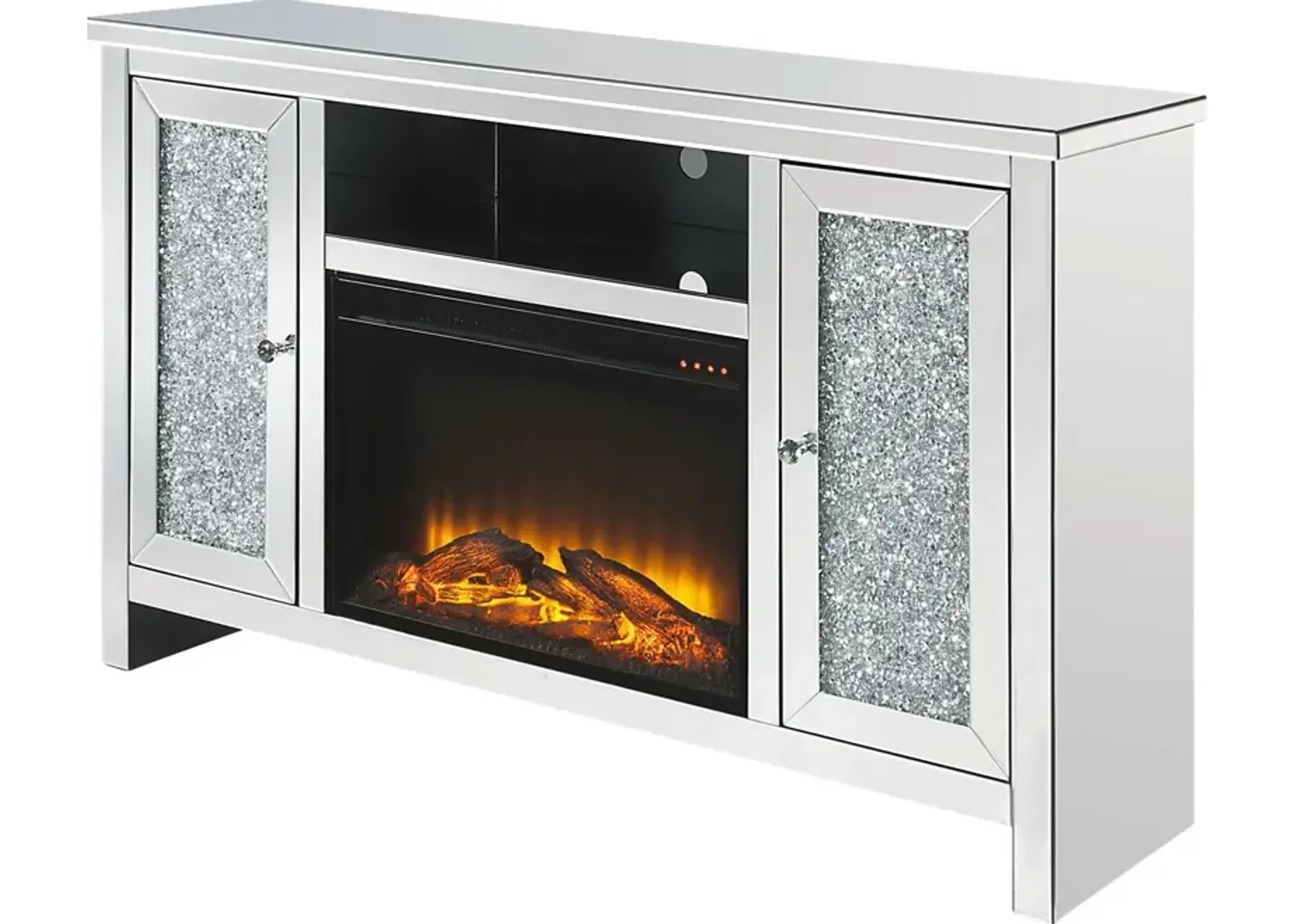 Barrowdale Silver 59 in. Console, With Electric Fireplace