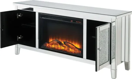 Bartonfield Silver 59 in. Console, With Electric Fireplace