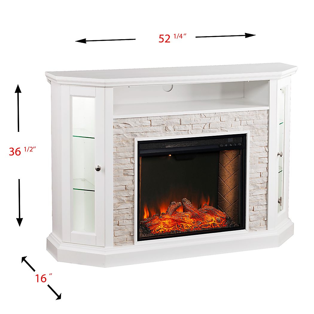 Wakerobin III White 52 in. Console With Smart Electric Fireplace