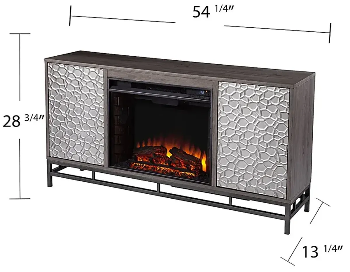 Angevine II Gray 54 in. Console With Electric Log Fireplace