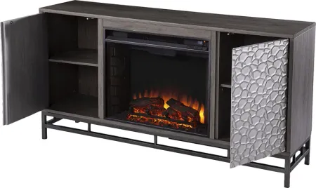 Angevine II Gray 54 in. Console With Electric Log Fireplace