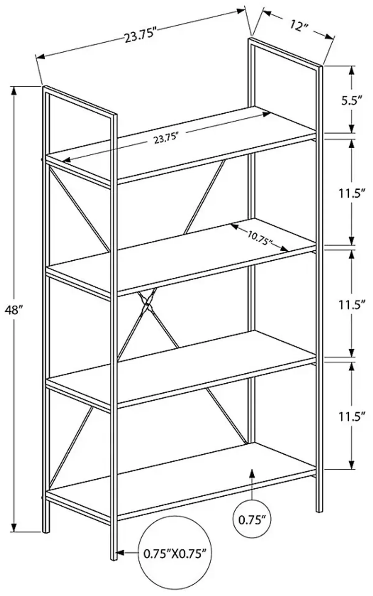 Wallcraft White Bookcase