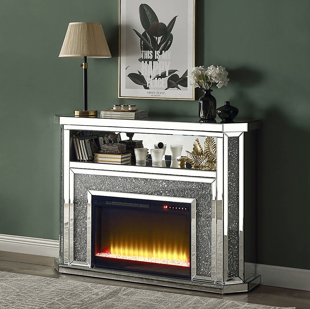 Brooksong Silver 51 in. Console, With Electric Fireplace