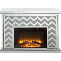 Brushlake Silver 48 in. Console, With Electric Fireplace