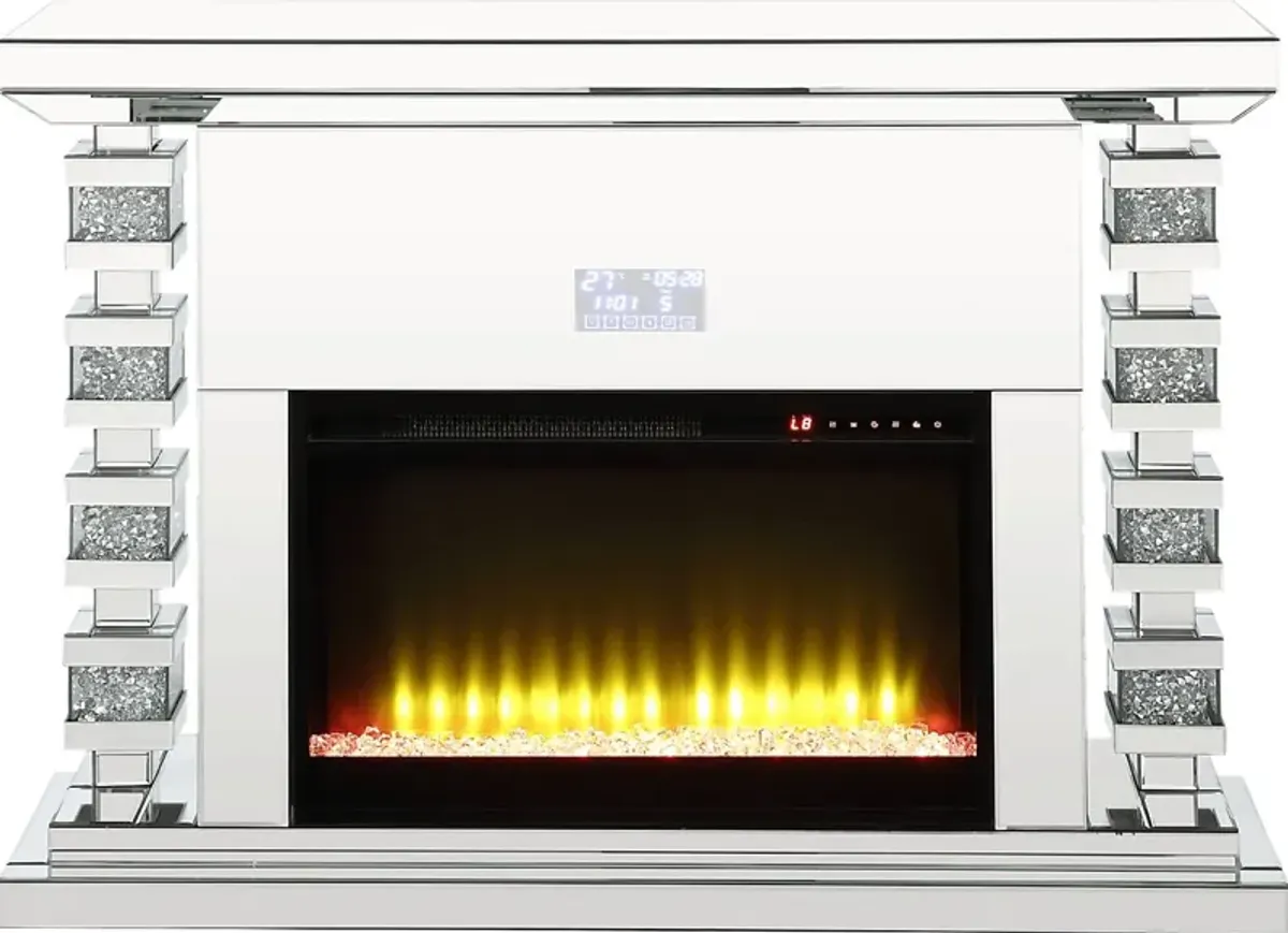 Burghard Silver 47 in. Console, With Electric Fireplace