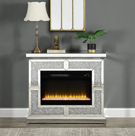 Cadogen Silver 41 in. Console, With Electric Fireplace