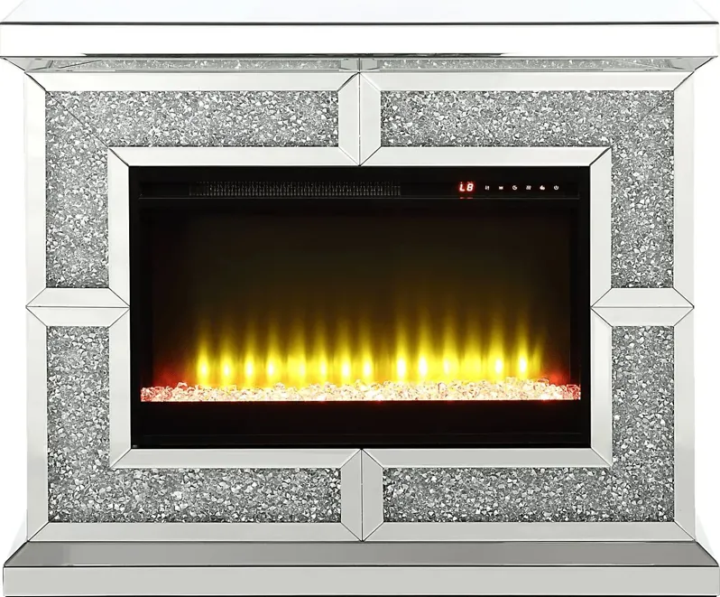 Cadogen Silver 41 in. Console, With Electric Fireplace